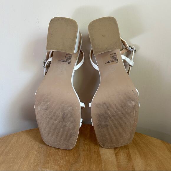 Wild Fable White Strappy Square Toe Block Heel Buckle Strap High Heels Size 6.5 - Picture 12 of 14
